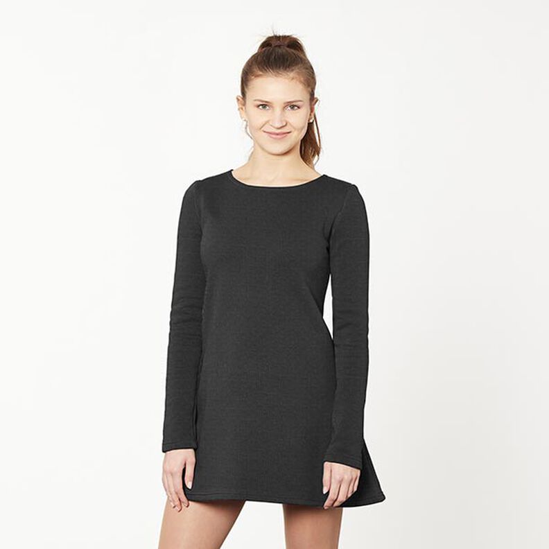 Light Cotton Sweatshirt Fabric Plain – black,  image number 6