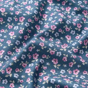 Cotton Poplin Fine Flowers – blue/pastel violet, 
