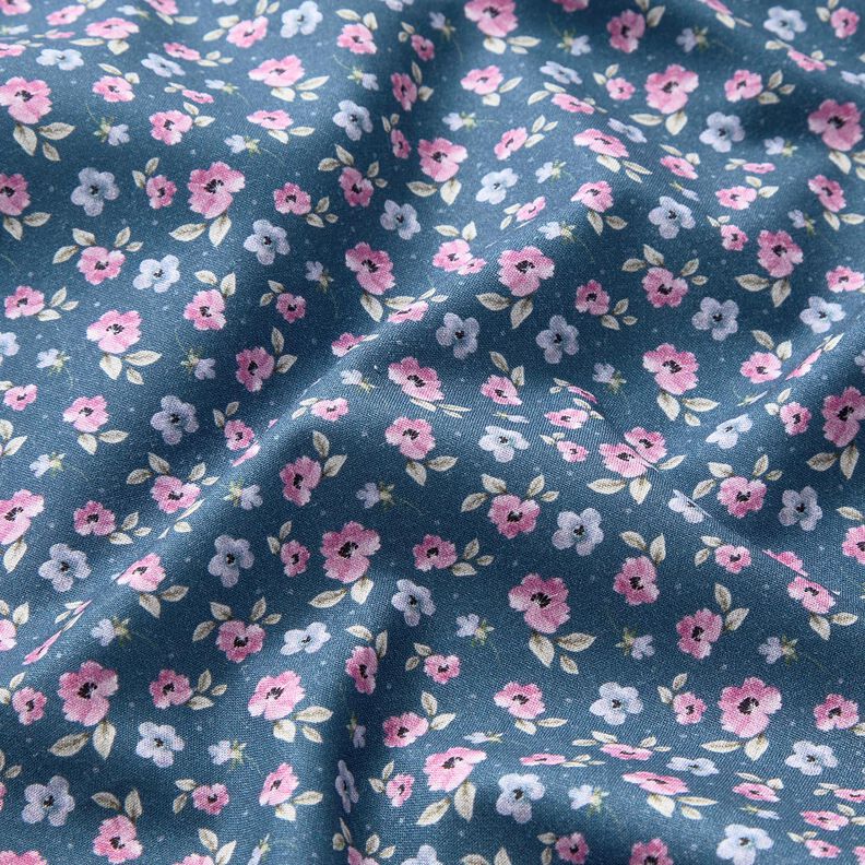 Cotton Poplin Fine Flowers – blue/pastel violet,  image number 2