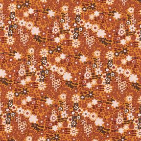 Geometric flowers cotton poplin – curry yellow/dark brown, 