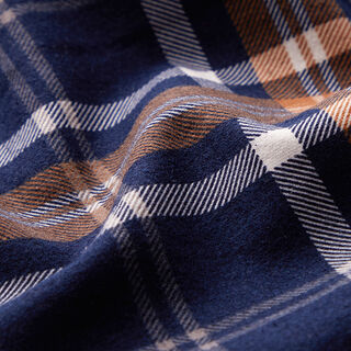 Cotton Flannel Check Print | by Poppy – navy blue/fawn, 