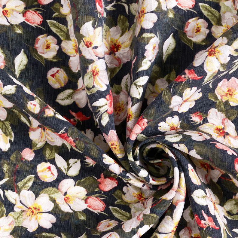 Romantic spring flowers viscose blend – midnight blue,  image number 3