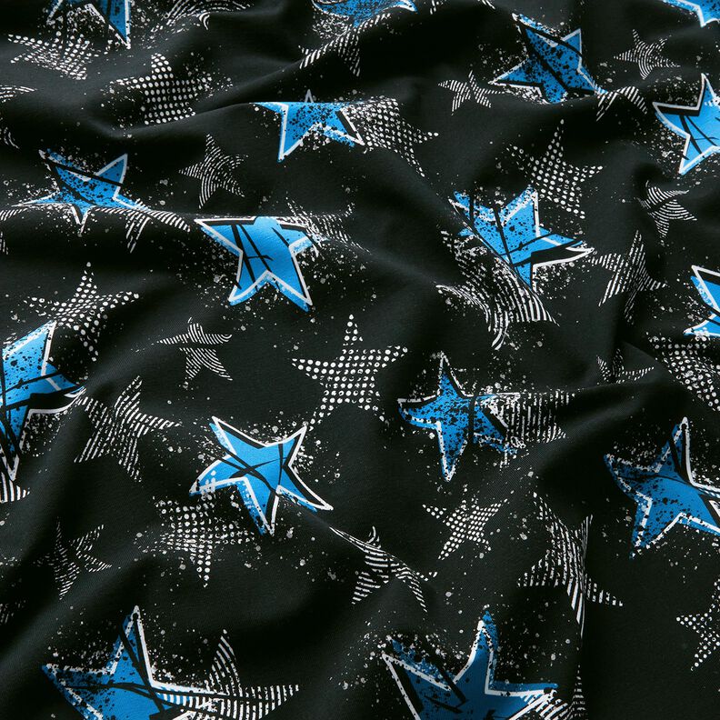 French Terry Star variations | Glitzerpüppi – black/blue,  image number 2