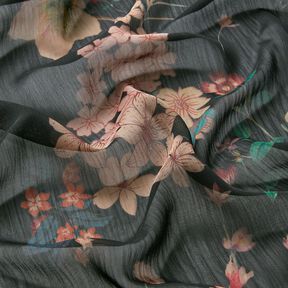 Chiffon flower meadow – black | Remnant 90cm, 