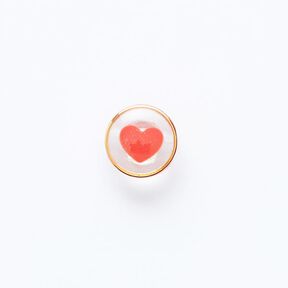 Heart Shank Button with Golden Edge [ Ø 11 mm ] – red/gold, 