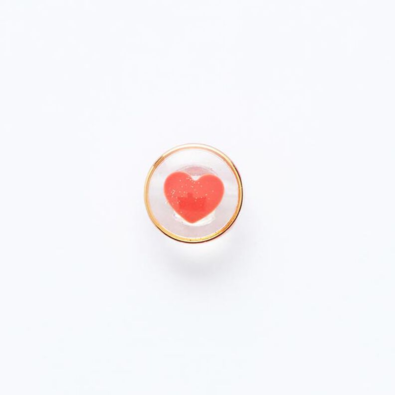 Heart Shank Button with Golden Edge [ Ø 11 mm ] – red/gold,  image number 1