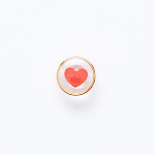 Heart Shank Button with Golden Edge [ Ø 11 mm ] – red/gold, 
