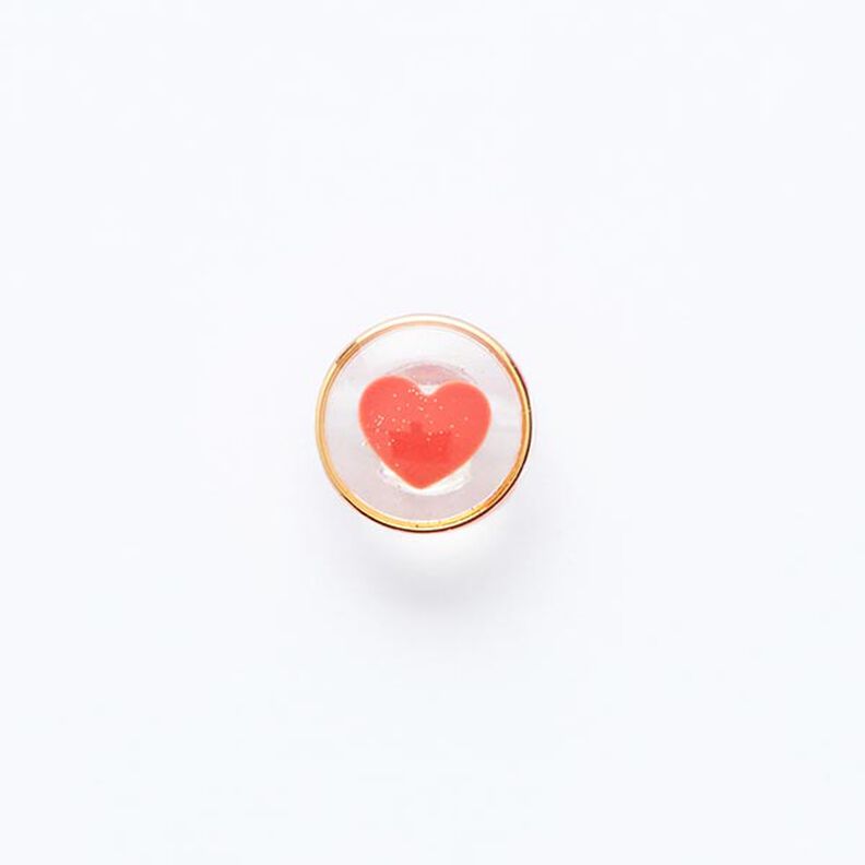 Heart Shank Button with Golden Edge [ Ø 11 mm ] – red/gold,  image number 1