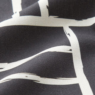 Decor Fabric Half Panama Abstract Grid – ivory/black, 