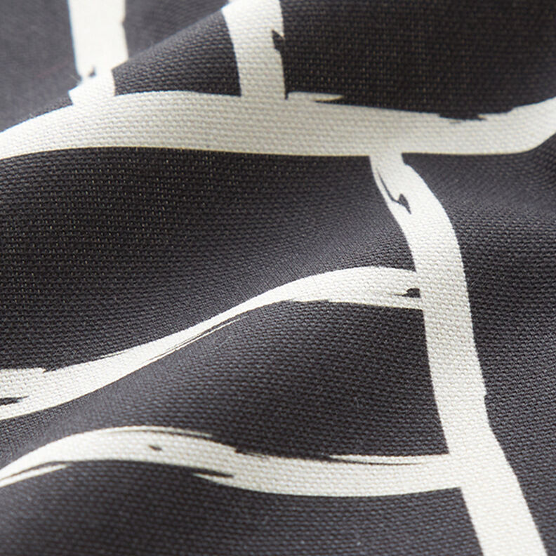 Decor Fabric Half Panama Abstract Grid – ivory/black,  image number 2
