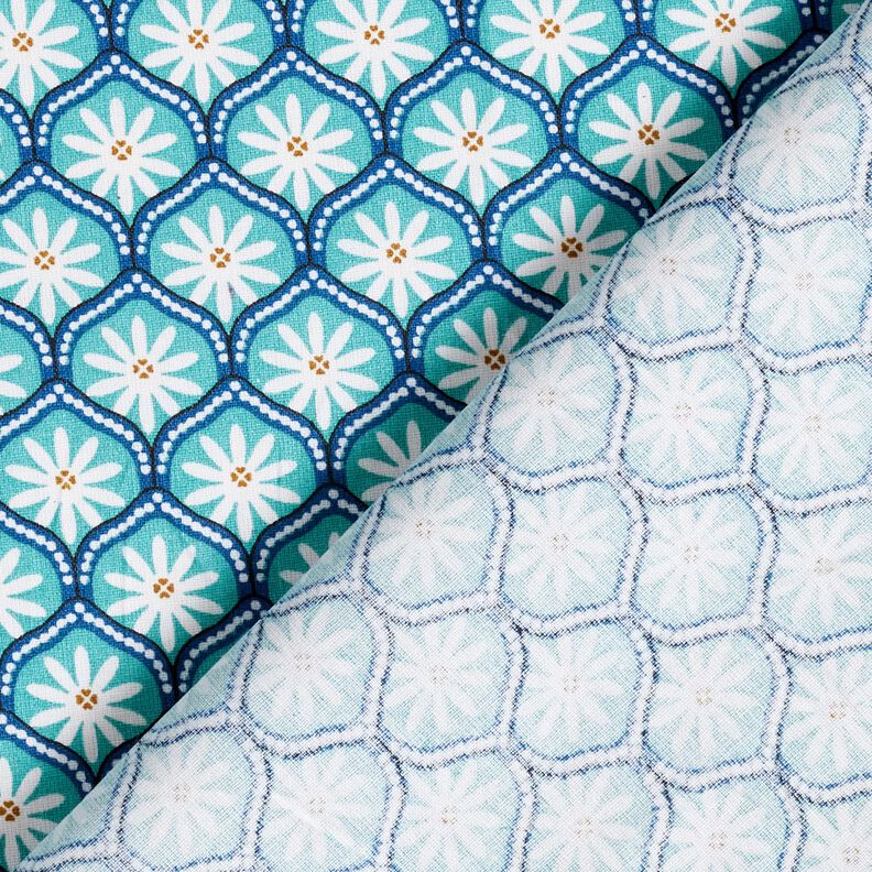 Coated Cotton Floral Boxes – aqua blue/white, image number 4