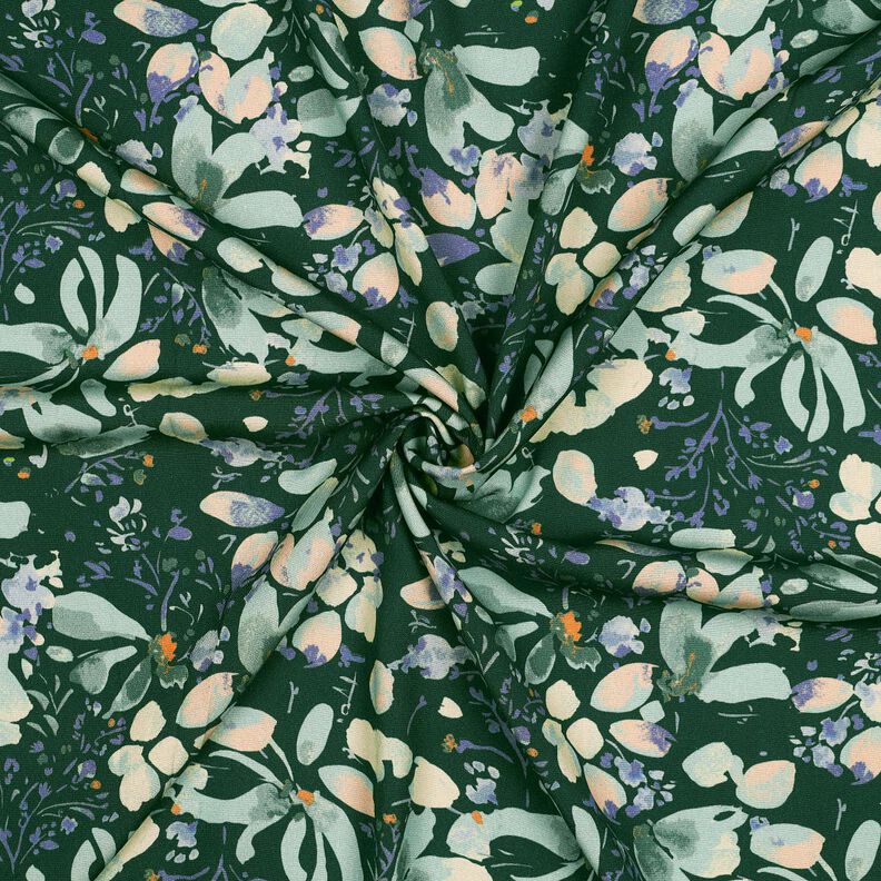 viscose fabric Spring Blossoms Digital Print – dark green/pale mint,  image number 3