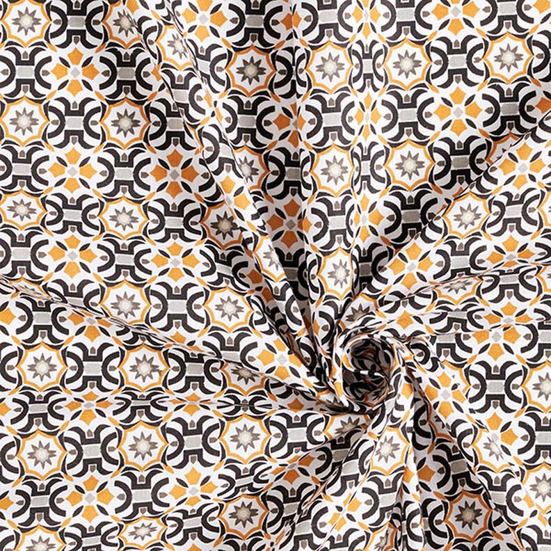 Cotton Cretonne Tile Print – white/black,  image number 3