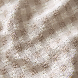 Textured check cotton fabric – white/cashew, 