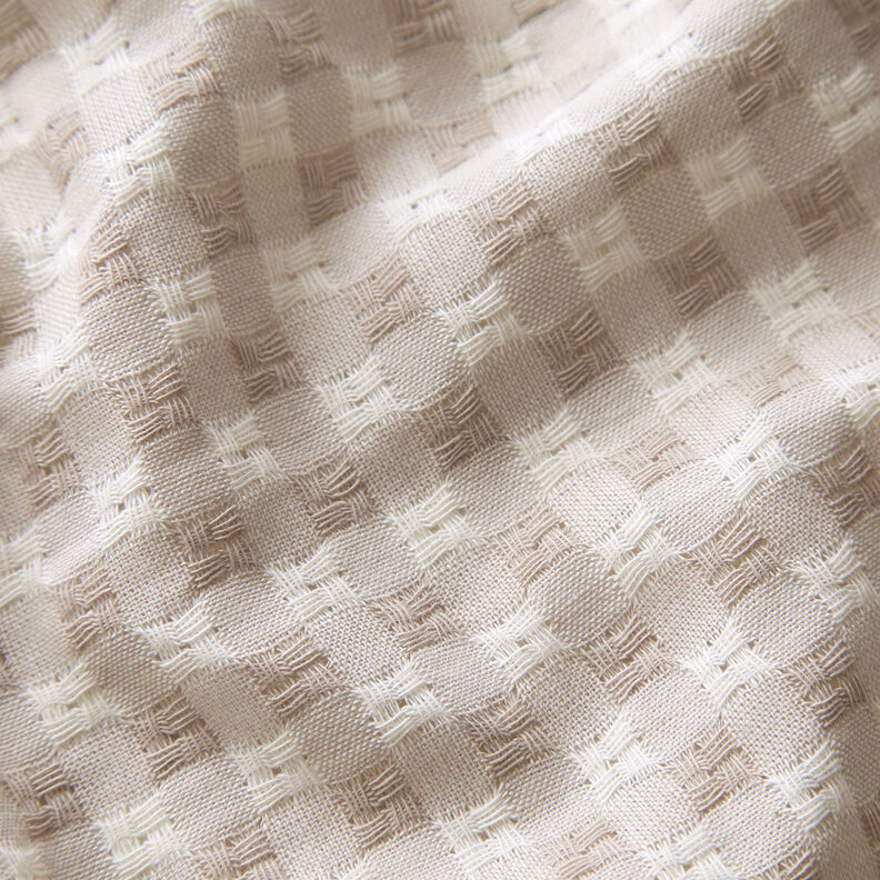 Textured check cotton fabric – white/cashew,  image number 2