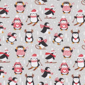Cotton Cretonne Penguins – silver grey, 