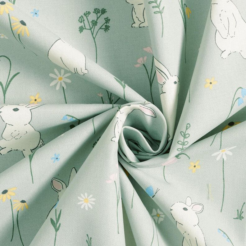 Decor Fabric Half Panama little bunnies – pale mint,  image number 3