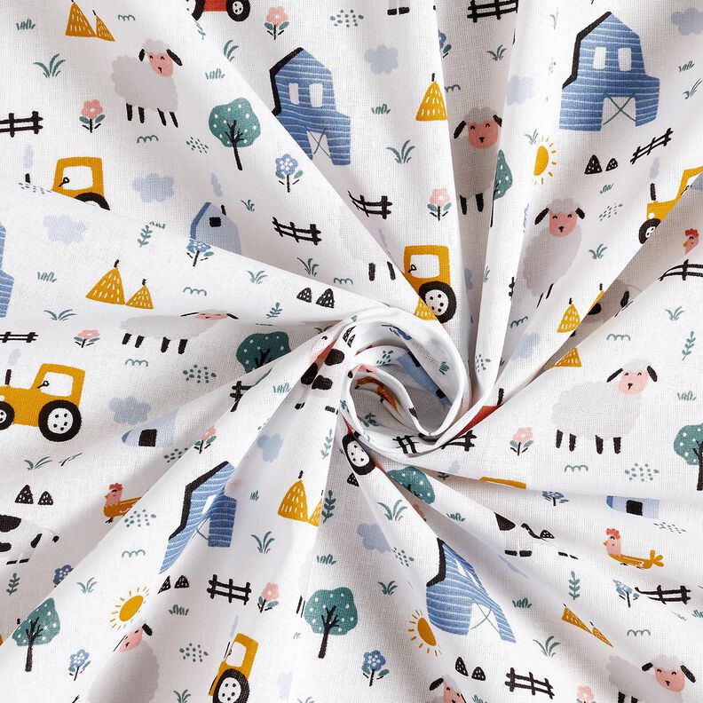 Cotton Poplin Farmyard – white,  image number 3