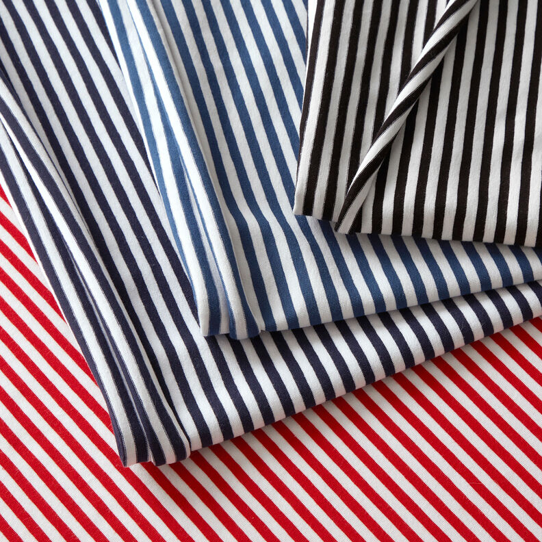 Cotton Jersey Narrow Stripes – denim blue/white,  image number 3