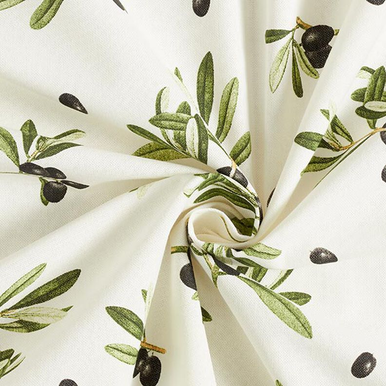 Decor Fabric Half Panama Olives – offwhite/dark olive,  image number 4