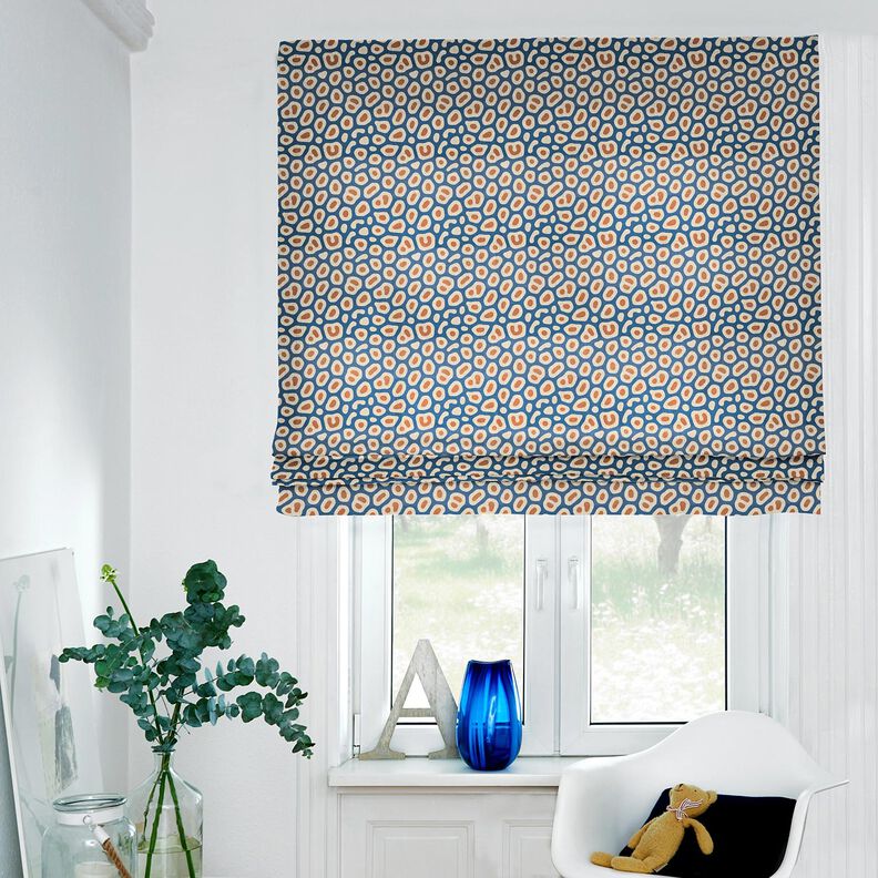 Decor Fabric Half Panama abstract leopard pattern – blue/cashew, image number 6