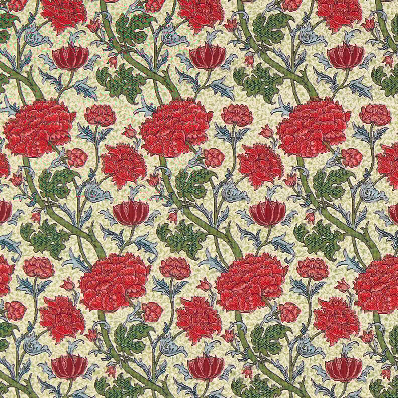 Decor Fabric Tapestry Fabric artistic peonies – light beige/carmine, image number 1
