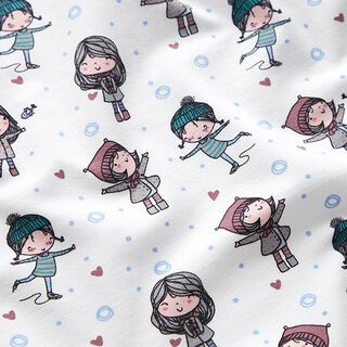 Cotton Jersey Ice-skater girl  – white, 
