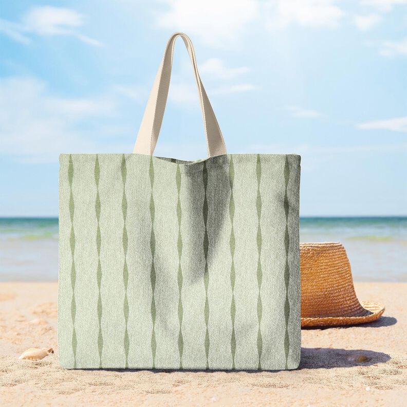 Outdoor Fabric Canvas wavy stripes – light olive/light beige,  image number 6