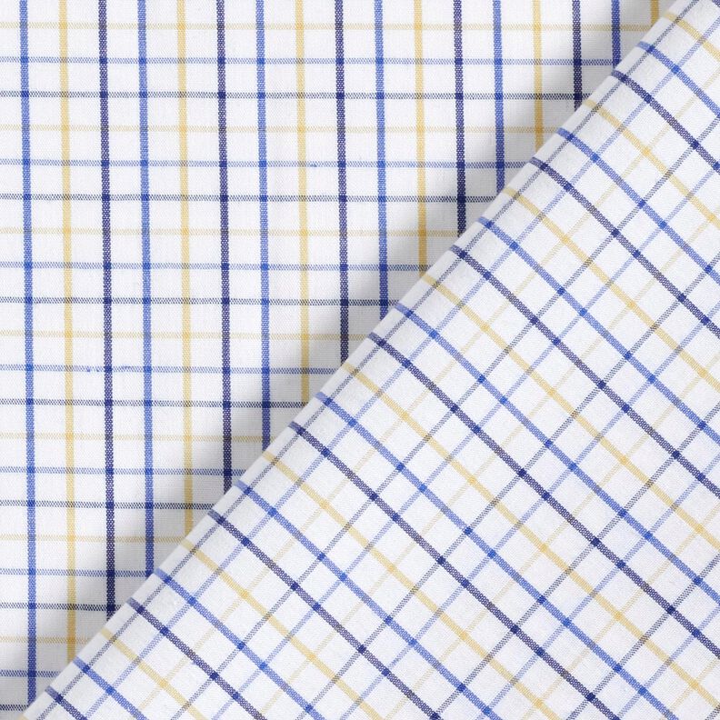 Cotton fabric grid check – white/blue, image number 4