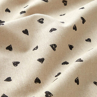 Decor Fabric Half Panama little hearts – black/natural, 