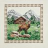Decorative Panel Tapestry Fabric Deer and Mountain Hut – brown/green,  thumbnail number 1