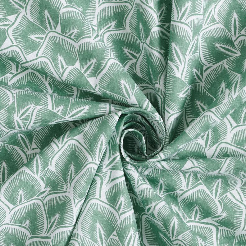 Cotton Cretonne Abstract leaves – sage/ivory,  image number 3