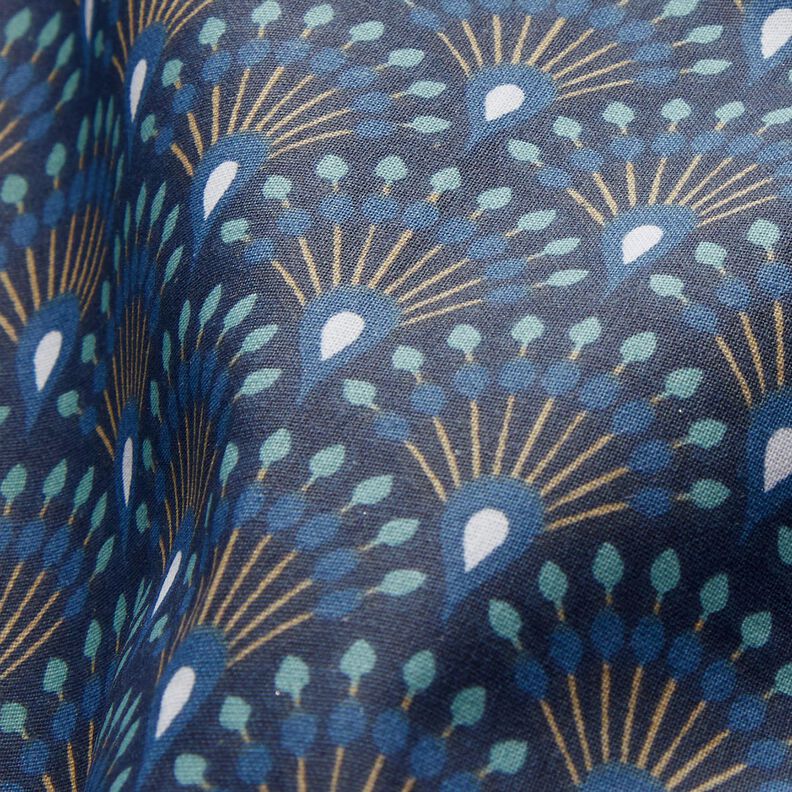 Coated Cotton peacock fan look – blue,  image number 3