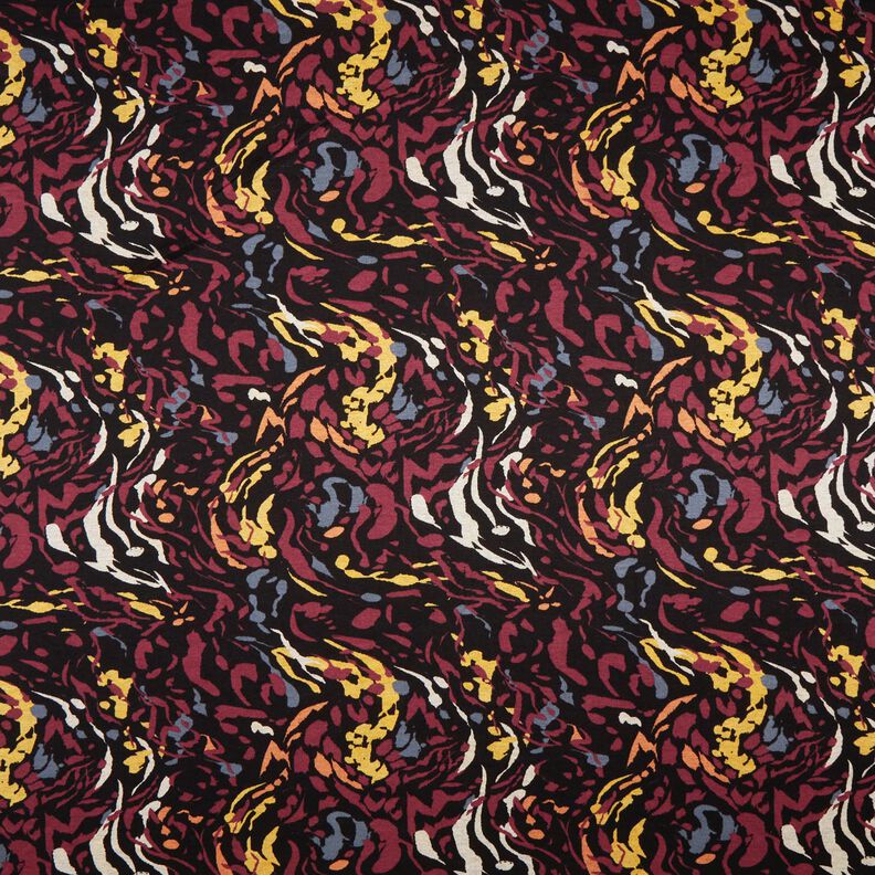Viscose Jersey abstract splashes of colour – black/burgundy,  image number 1