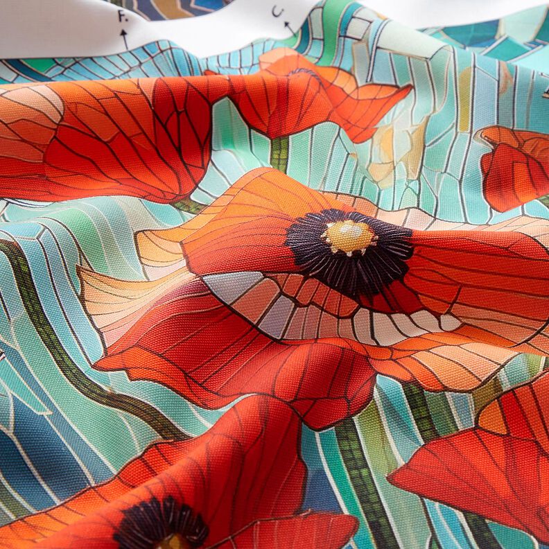 Bags Panel Canvas colourful poppies – blue-black/fire red,  image number 3