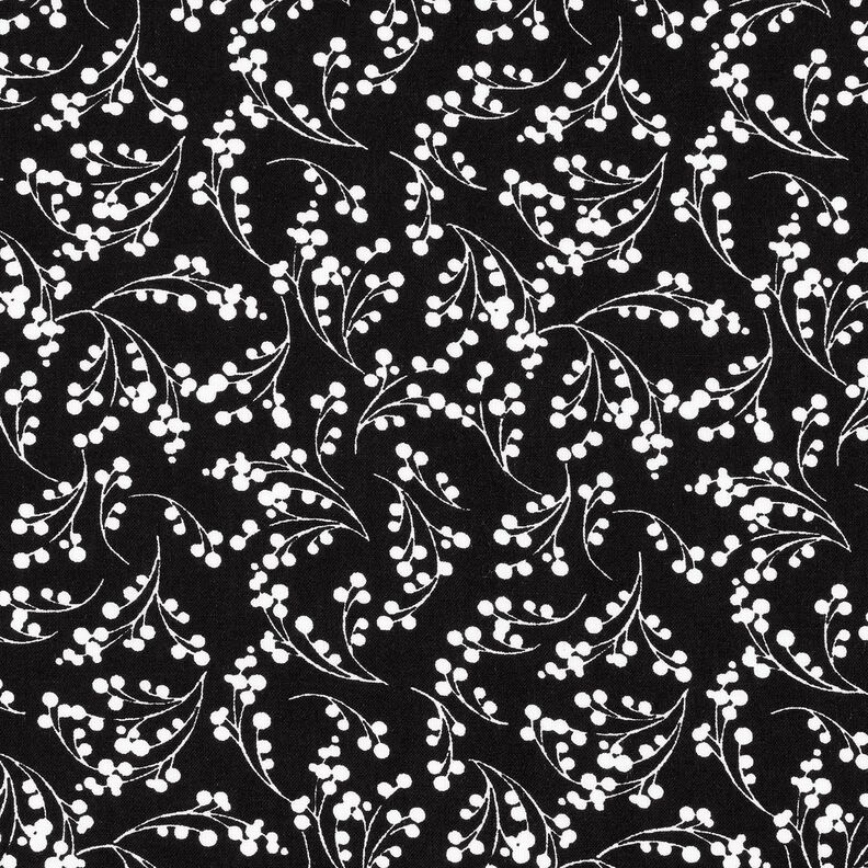 Viscose fabric berry branches – black,  image number 1