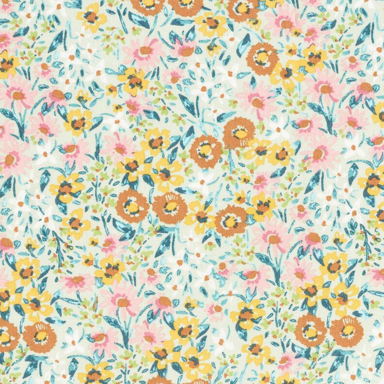 Viscose Poplin Sea of Flowers – pale mint/sunglow,  image number 1