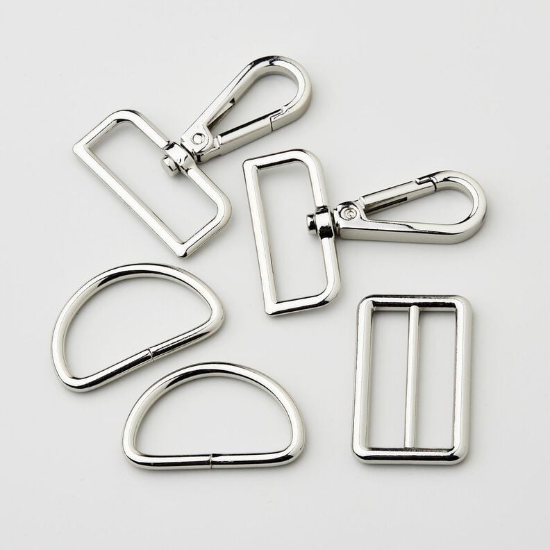Bag Accessories Set [ 5-Pieces | 38 mm] &ndash; metallic silver,  image number 1