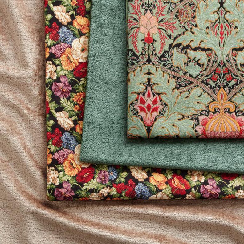 Decor Fabric Tapestry Fabric large floral ornament – dark green/light green,  image number 3