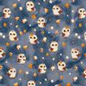 Alpine Fleece Autumn owl Digital Print – steel blue,  thumbnail number 1