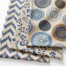 Decor Fabric Half Panama little flowers – natural/ocean blue,  thumbnail number 5