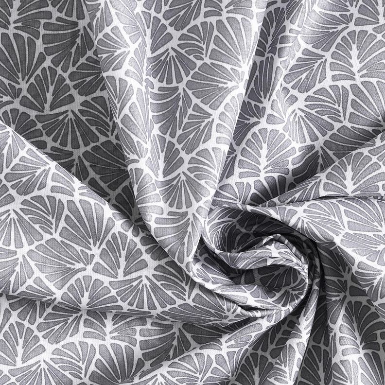 Coated Cotton abstract mini leaves – grey/white,  image number 4