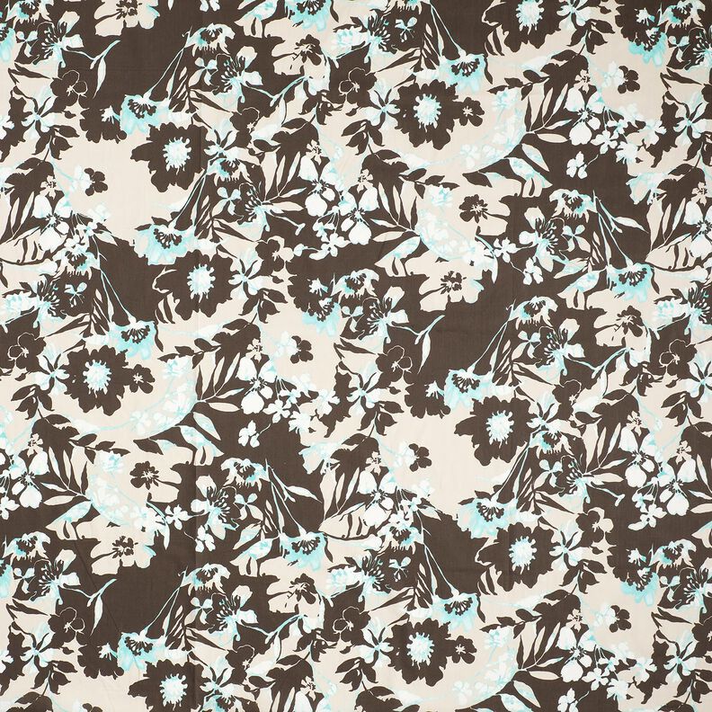 Flowers cotton voile – black brown/natural,  image number 1