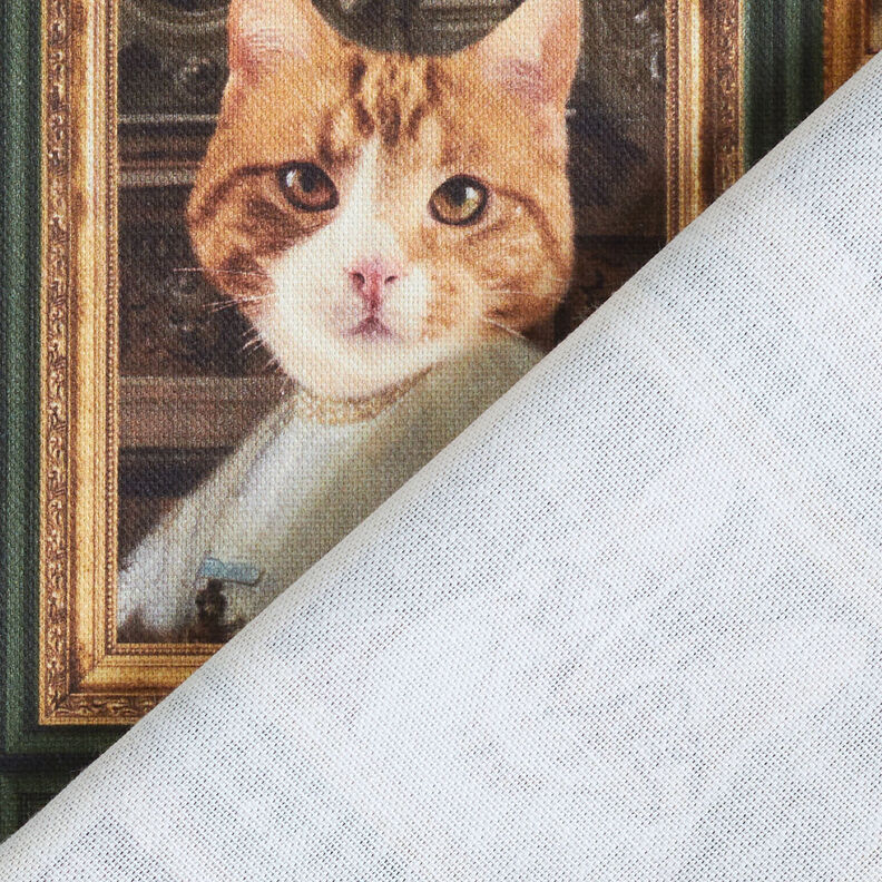 Decor Fabric Half Panama Cat portraits – dark green/gold,  image number 4