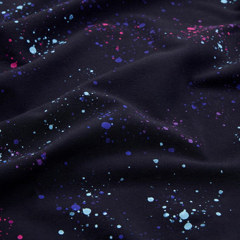 Cotton Jersey Colourful Splashes | Glitzerpüppi  – midnight blue/blue lilac,  image number 2