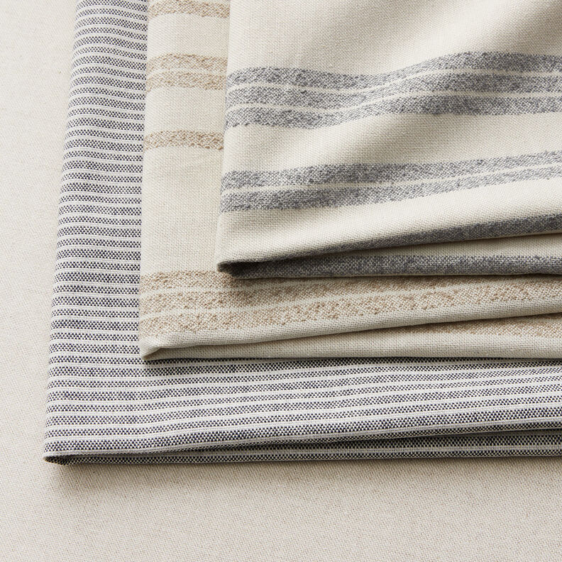 Decor Fabric Half Panama Subtle Stripes – natural/midnight blue,  image number 5