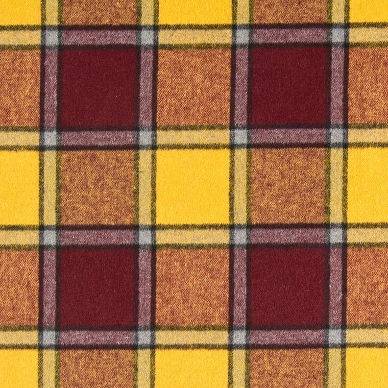 Coat Fabric roughened check – burgundy/curry yellow, image number 1