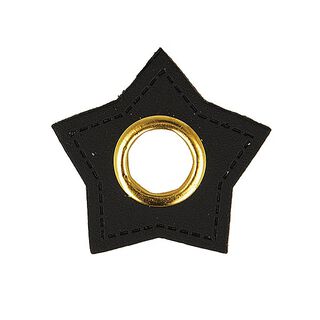 Imitation Leather Eyelet Patch Star  [ 4 pieces ] – black, 