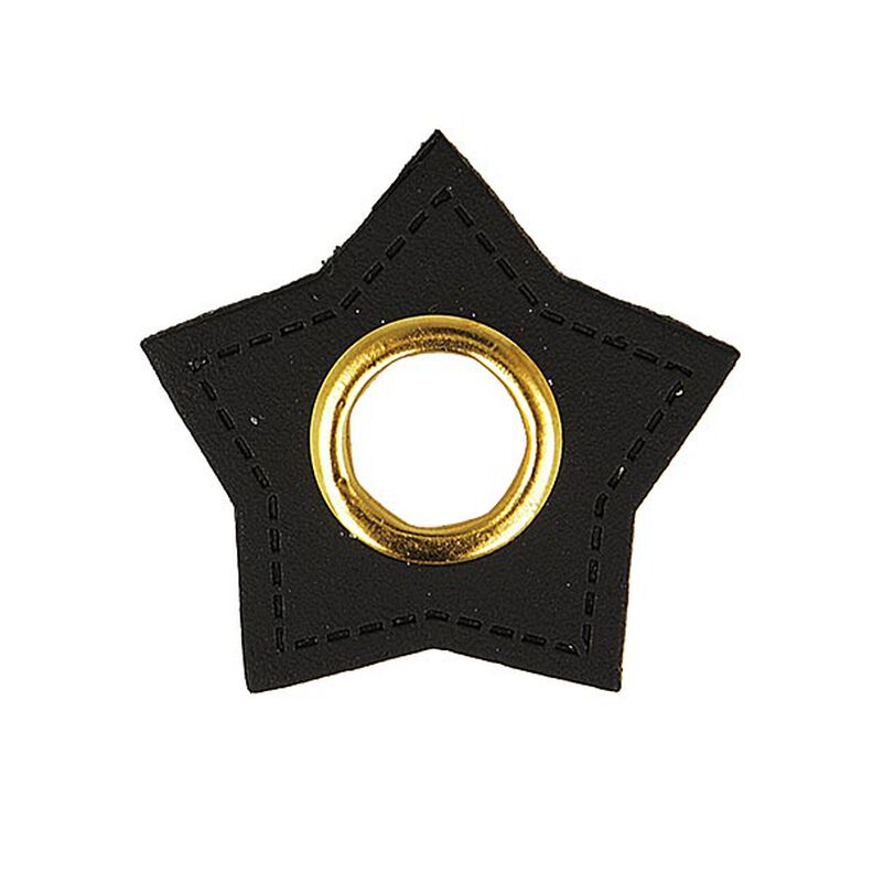Imitation Leather Eyelet Patch Star  [ 4 pieces ] – black,  image number 1