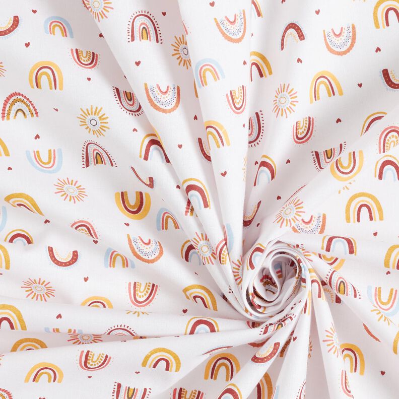 Cotton Cretonne little rainbows – white/mustard,  image number 3